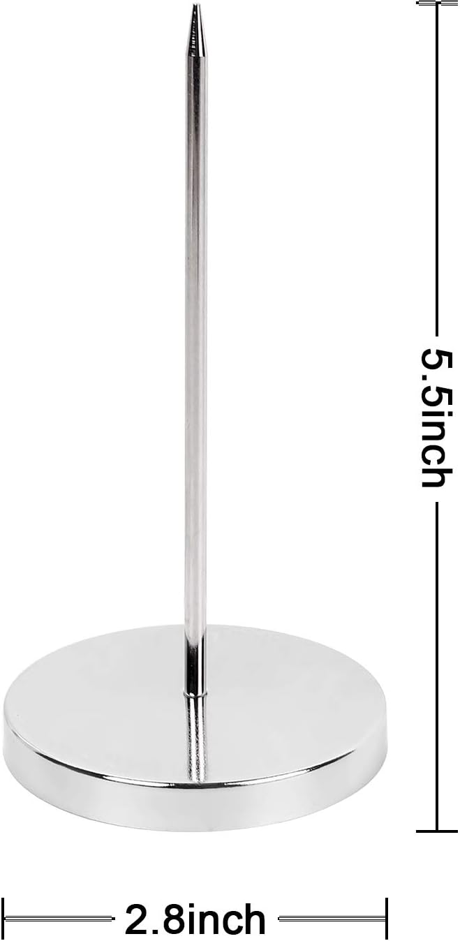 Minimalist Metal Memo Holder Receipt Spike Bill Organizer with Base – Stainless Steel Desk Paper Holder, 5.5 inch Height, 2.8 inch Diameter (2 Pack)