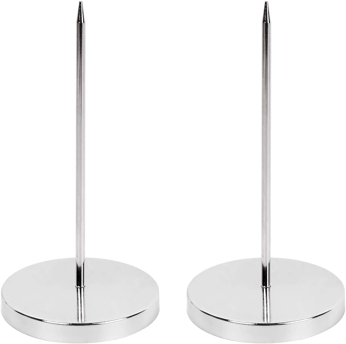 Minimalist Metal Memo Holder Receipt Spike Bill Organizer with Base – Stainless Steel Desk Paper Holder, 5.5 inch Height, 2.8 inch Diameter (2 Pack)