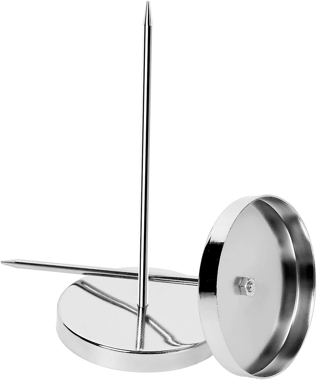Minimalist Metal Memo Holder Receipt Spike Bill Organizer with Base – Stainless Steel Desk Paper Holder, 5.5 inch Height, 2.8 inch Diameter (2 Pack)