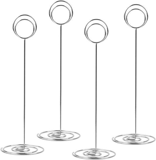 10 Pack 8.75 inch Tall Table Number Holders Place Card Holder Table Picture Holder Wire Photo Holder Clips Picture Memo Note Photo Stand (Silver)