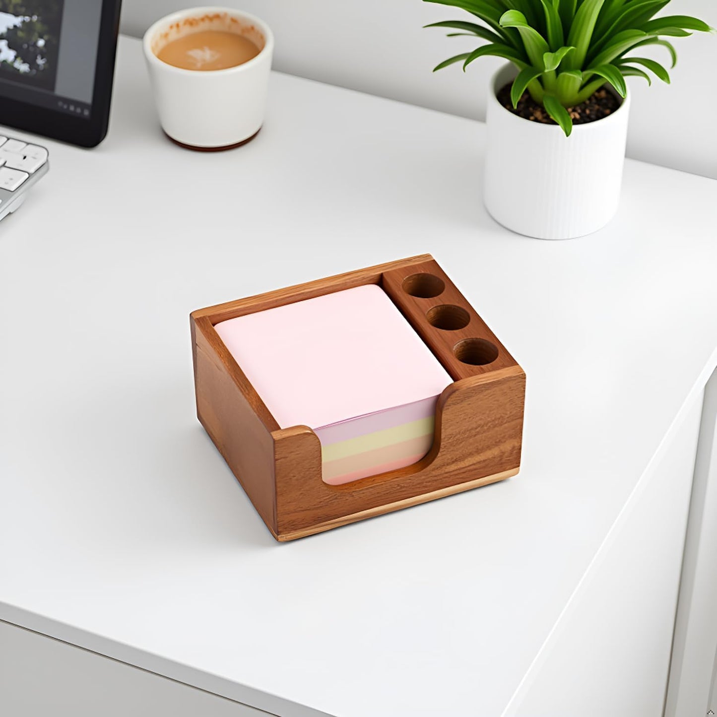 Wooden Note Holder with Pen Slots: Compact, Multifunctional, and Stylish