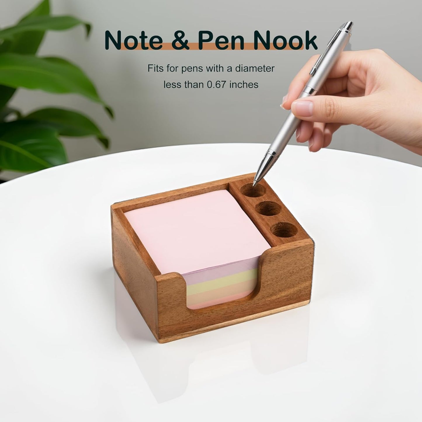 Wooden Note Holder with Pen Slots: Compact, Multifunctional, and Stylish