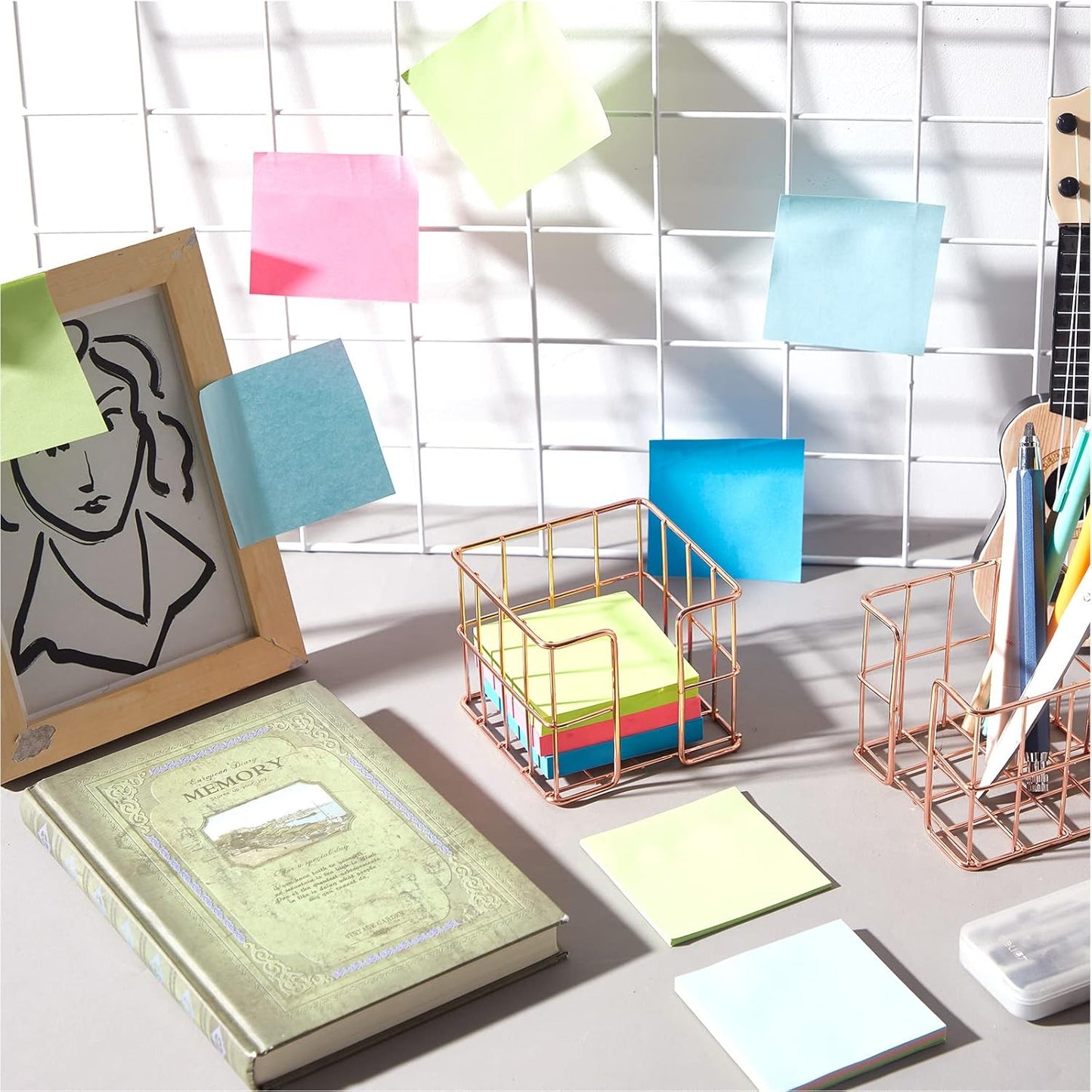 Rose Gold Wire Post -  Holder (2 - Pack): Elegant Organization for Your Space