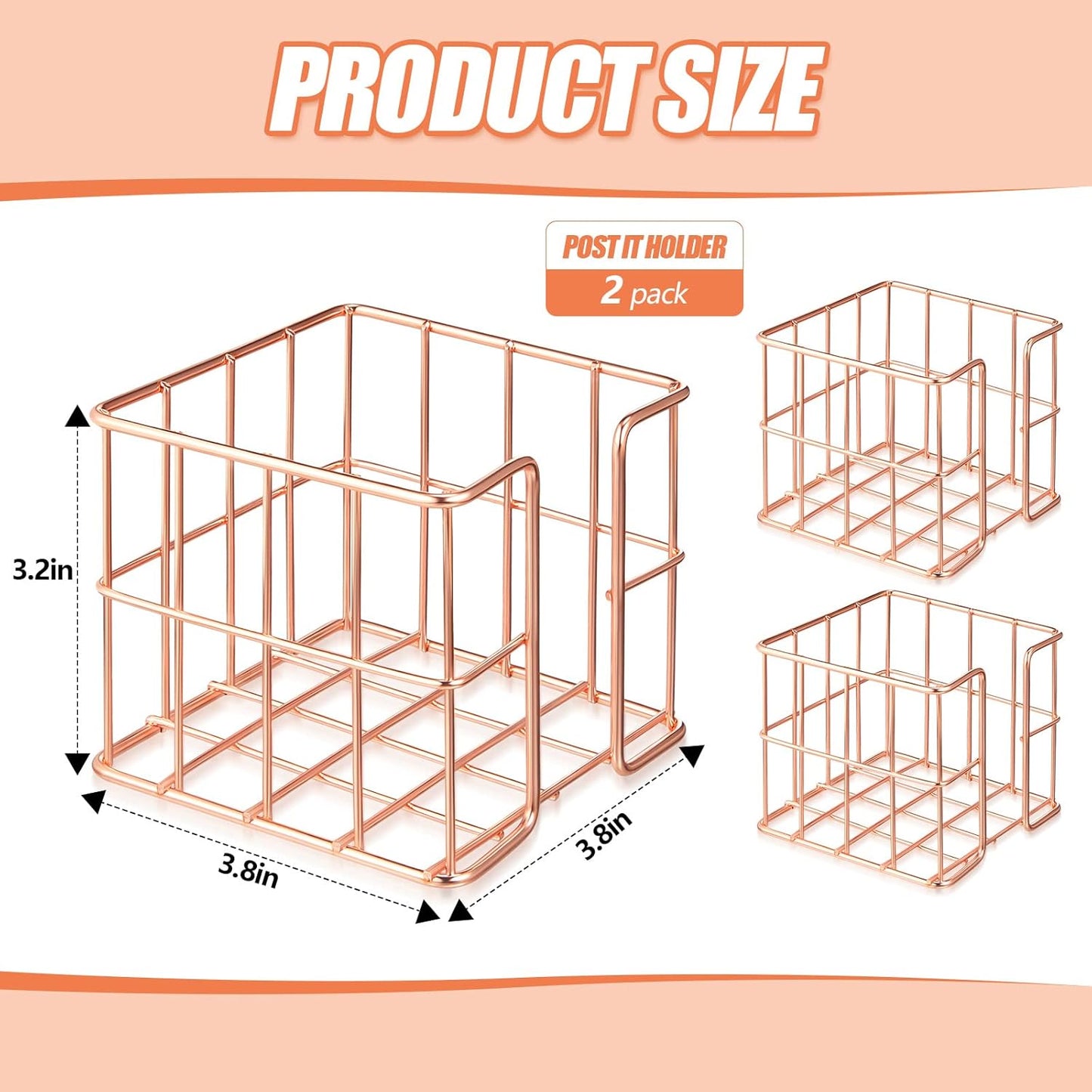 Rose Gold Wire Post -  Holder (2 - Pack): Elegant Organization for Your Space