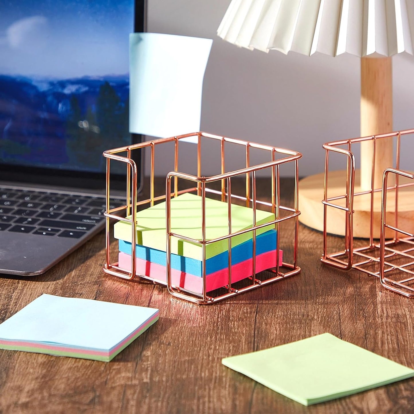 Rose Gold Wire Post -  Holder (2 - Pack): Elegant Organization for Your Space