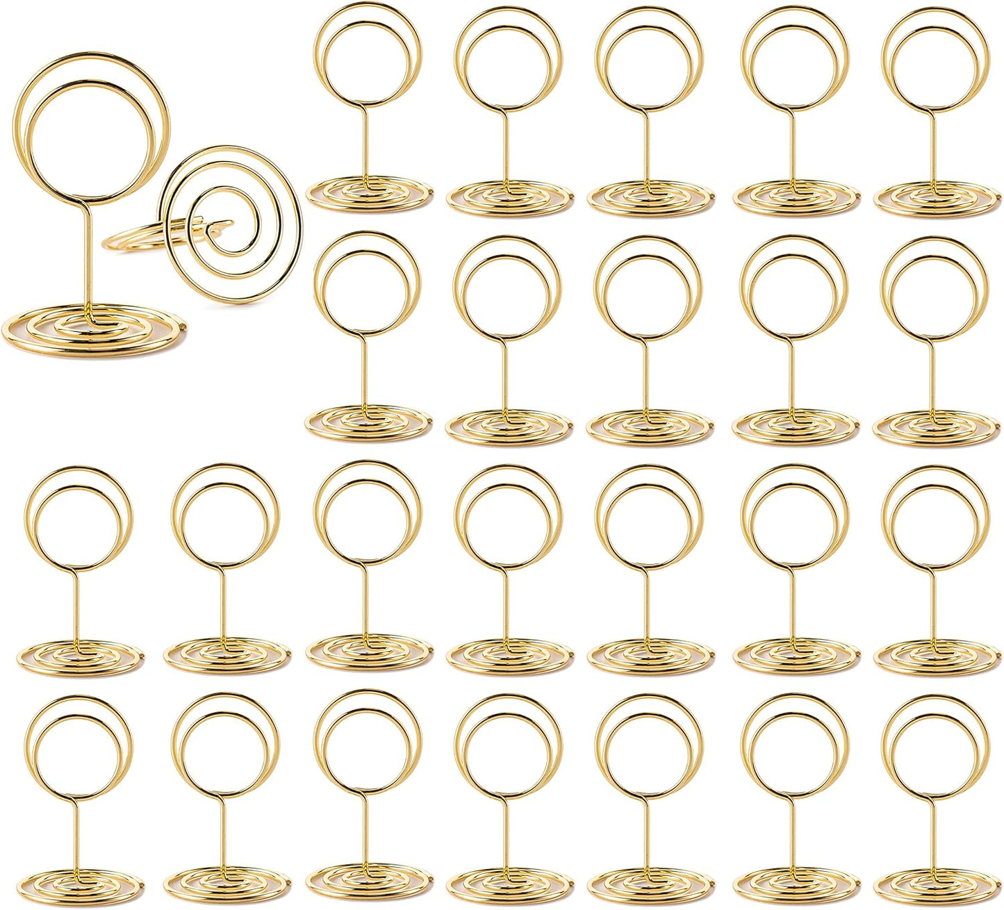26 Pieces Table Number Holders, Seating Card Holders, Wire Photo Holders, Small Table Card Holders, Photo Holders for Dining Table Centerpieces, Wedding, Party, Birthday (Gold)